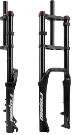 BSFHQS Fourche De Vélo 20 Pouces 4.0 Pneu Fat Fourche 120mm Voyage Frein Disque Vélo Montagne Fourche À Suspension 1-1/8 Tube Droit Réglage Rebond 9 * 135mm QR(Black)