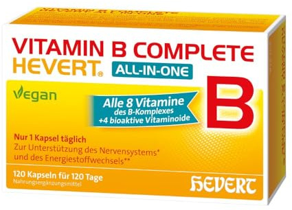 Vitamin B Complete Hevert All-in-One Kapseln, 120 St. Kapseln | mit allen 8 Vitaminen des B-Komplexes und 4 bioaktiven Vitaminoiden