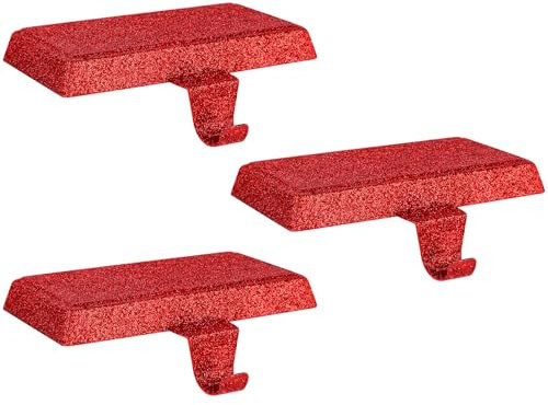 Red Onion Pink Stocking Holders 3pcs Sturdy Stocking Hangers 3D Anti-Slip Low Profile Christmas Stocking Holders for Farmhouse Fireplace TV Stand Xmas Decorations Supplies