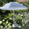 Parasol D'extérieur en Dentelle Blanche 140CM,Parasol De Jardin Romantique en Plein Air Protection Solaire Imperméable en Tissu Polyester Épaissi Poteau De Parapluie De 32MM,Hauteur Réglable