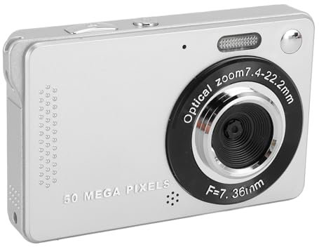 Digital Camera, 50MP 1080P HD Autofocus Vlogging Camera with 2.8 in Screen, 16X Digital Zoom, LED Flashlight, Compact Vedio Camera for Travel for Kids Teens Beginners (Silver)