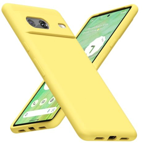 LoeoeL for Google Pixel 7 Phone Case Silicone, Minimalist Ultra Thin Slim Soft Rubber Gel Solid Color Matte TPU Cute Case for Women Men, Girly Plain Aesthetic Design & Camera Cover Protection, Yellow