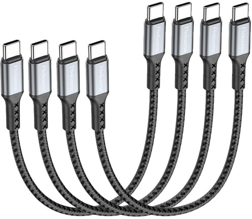 Short USB C to USB C Cable [0.3M, 4Pack], 30CM 60W USB Type C Fast Charging Cable for iPhone 16/16 Plus/16 Pro Max/15/15 Plus/15 Pro Max, MacBook Pro, iPad Pro Air, Samsung S24/S24 Ultra/S23