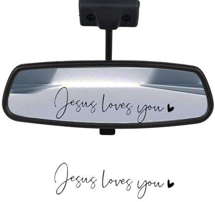2stk Jesus Loves You Autospiegel Aufkleber, Positive Affirmation Autoaufkleber Kosmetikspiegel-Aufkleber Wasserflaschen-Aufkleber Rückspiegel-Aufkleber für Laptop Auto Wasserflasche (Schwarz)