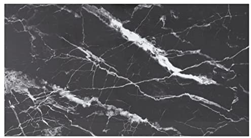Rantry Schwarze Tischplatte, 120 x 65 cm, 8 mm, gehärtetes Glas, Marmor-Design, Tischplatte, Couchtischplatte für Wohnzimmer
