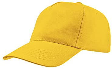 Cappello Uomo Donna con Visiera Cappellino Estivo, Berretto Regolabile Baseball Tennis Padel Unisex 100% Cotone Basic, per Sport Tempo Libero Mare (Giallo)