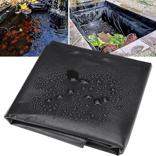 Teichfolie für den Außenbereich, 4x4m 4x5m 4x6m 4x8m, schwarze flexible Teichfolie für unregelmäßige Formen | Unterlage, faltbare HDPE-Teichfolie für Gartenbäche, Springbrunnen, Wasserfälle(4x8m)