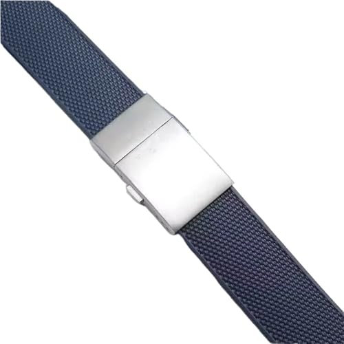 HUTBUVEAW 21 mm Ersatzbänder for Longines HydroConquest Gummi-Uhrenarmband, Faltschließe, Sport-Taucheruhr, Armband-Zubehör(Blue)