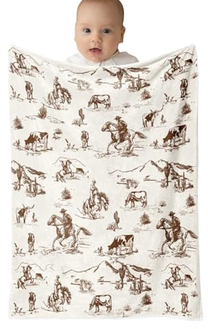 Decke für Neugeborene im Cowboy-Stil, Western für Wohnzimmer, Vintage-Decke, weich, für Kinderbett, Sofa, Auto, Picknick, Bauernhof, Camping