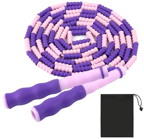 Springseil Kinder, 6 8 10 Jahre Beaded Jump Rope, 2.8M Seilspringen Kinder Verstellbare Länge, Verhedderungsfrei Rope Skipping Seil für Anfänger Und Studenten Workout, Fitness