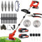 OUTIGO Tagliaerba a batteria con 2 batterie da 21 V, 4 lame, tosaerba triplo pieghevole, tosaerba a batteria, tosaerba da giardino a batteria per prati, arbusti e cespugli.