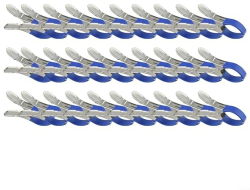 Oniissy Lot de 30 clips de couverture de piscine robustes en acier inoxydable avec design anti-rayures pour piscines hors sol pour une utilisation par tous les temps (30 bleus)