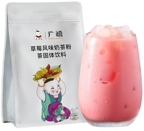 BaiLiSnacky Polvere Per Tè Al Latte (Bubble Tea) - Tè Al Latte All'orientale Crema Deliziosa in Casa 1kg Ottimo Sapore Per Bevande, Frullato, Yogurt (Fragola)
