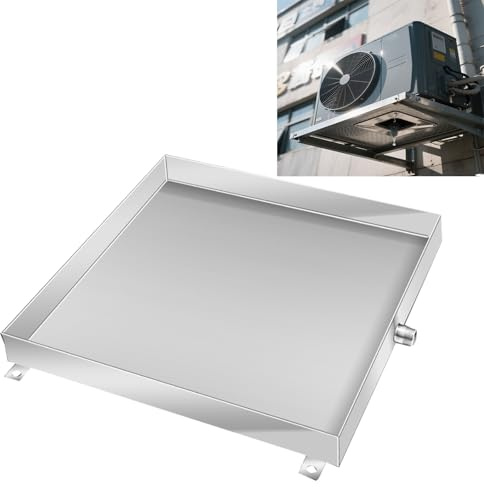 YANGLLYJ Auffangwanne flach, Edelstahl Material Auffangwanne der Klimaanlage mit Ablauf für Fenster Klimaanlagen und Mini-Split-Geräte mit Wärmepumpen(50x50x4cm/19.6x19.6x1.6in)