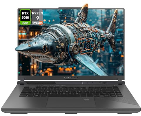 ASUS ROG Strix G16 Gaming Laptop, AMD Ryzen 9-9955HX, 16GB DDR5 RAM, 1 TB PCIe SSD, 16 WUXGA (1920x1200) 165Hz Display, Nvidia G-Force RTX 5060, 4-Zone RGB Keyboard, W11 Home, Eclipse Gray