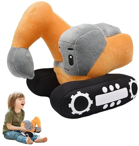 Hojalis Kinder Plüsch Bagger, 26 * 23cm Plüsch Bagger Spielzeug, Bagger Kissen Plüschtier, ASüßes Bagger Kuscheltier,Cartoon-Plüschtier Für Mädchen Und Jungen, PlüschBaufahrzeug