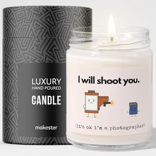 Photographer Gift - Luxury Soy Wax Candle - Vanilla, Jasmine, Sugared Almond - Makester