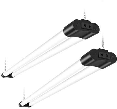 Litglobe 2 Stück Feuchtraumleuchte LED 115cm mit Stecker,40W Verknüpfbar Feuchtraumlampe,6500K Kaltweiß LED Röhre,4400LM Kellerlampe,Leuchtstoffröhre für Küche Büro Flur Garage