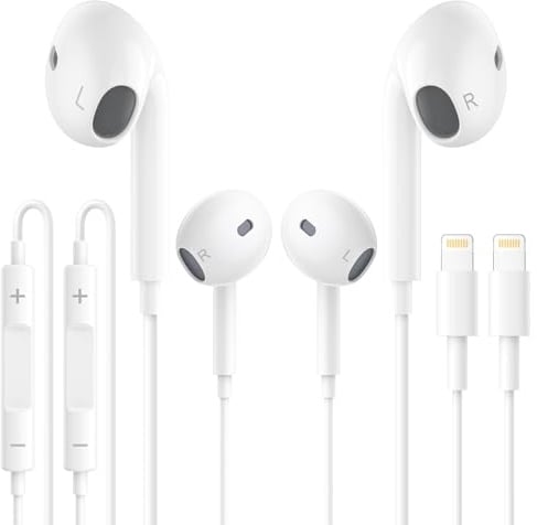 Sftoep Cuffie in-ear con cavo, confezione da 2, [certificati MFi] Audio stereo Hi-Fi, con microfono e controllo del volume, compatibili con iPhone 14/14 Pro/13/13 Pro/12/11/SE/XR/XS/X/8/7.