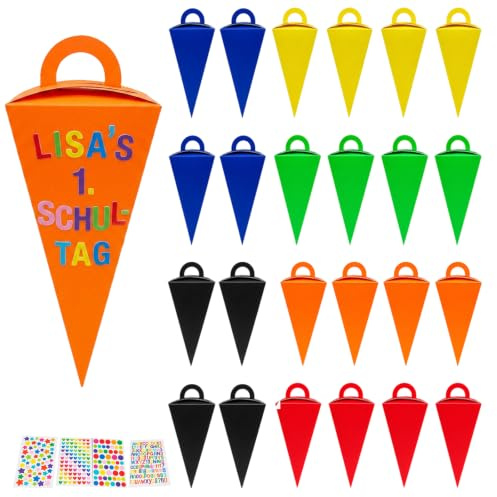 24 Stück Kleine Schultüte Bastelset,Mini Schultüten Rohlinge zum Basteln | Schultüte Rohling für Schulfeierlichkeiten und Festdekoration, Zuckertüte für Einschulung & Schulanfang, , Gastgeschenk Deko