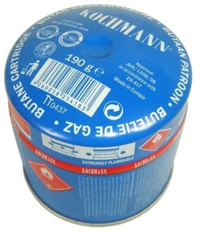 Kochmann Original 190g Butan Gaskartuschen für Campingkocher 190 Gramm Stechkartusche Gas Kartusche (16 Stück)