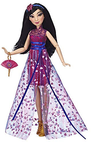 Disney Prinzessin Style Serie, Mulan Modepuppe, modernes Abendkleid, Ohrringe, Handtasche und Schuhe, Spielzeug für Mädchen ab 6 Jahren