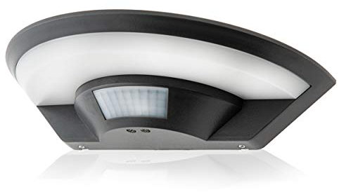 HUBER LED Wandlampe mit Bewegungsmelder 140° 9W, 1450lm I IP54 geschützte LED Außenleuchte mit Bewegungssensor I Wandleuchte innen, Disk, anthrazit