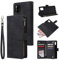 Fatcatparadise Coque pour Samsung Galaxy Note 10 Lite / A81 [avec Verre Trempé], PU Cuir Flip Housse Magnétique Étui Cover Wallet Portefeuille Support avec Six Porte-Cartes Pochettes Case (Noir)