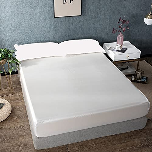 Bettwäsche Super Soft Silky Satin Fitted Sheet Matratzenbezug Keine Kissenbezüge Resistant Queen King Full Twin Bettlaken 150cm * 200cm DF