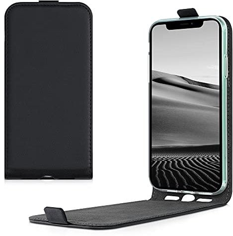 kwmobile Vertical Flip Case Compatible with Apple iPhone 11 - Case PU Leather Protective Flip Cover with Magnet - Black