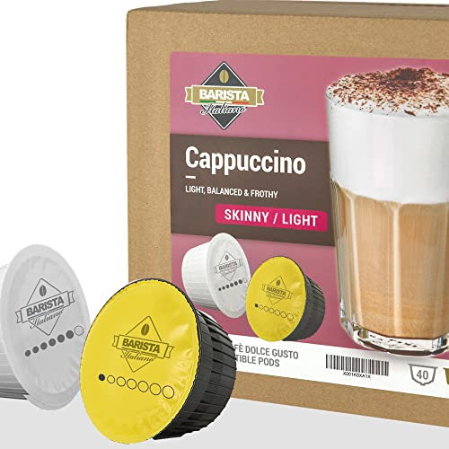 Barista Italiano - Cappuccino Light - 80 Cápsulas Compatibles con las maquinas Dolce Gusto®* (80 Cápsulas, 40 Porciones) | Con Leche Desnatada