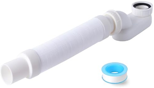 Cinsda Tuyau d'évacuation de baignoire et douche, profil bas, kit de siphon plat 1 1/2 P, flexible autoportant pour baignoire
