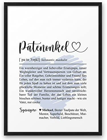PATENONKEL MIT HERZ | ABOUKI Kunstdruck | Bester Patenonkel Geschenk Patenonkel Karte Patenonkel Fragen Danke Patenonkel Definition Taufpate Geschenk Patenbrief Patenkind Taufe | Personalisiert