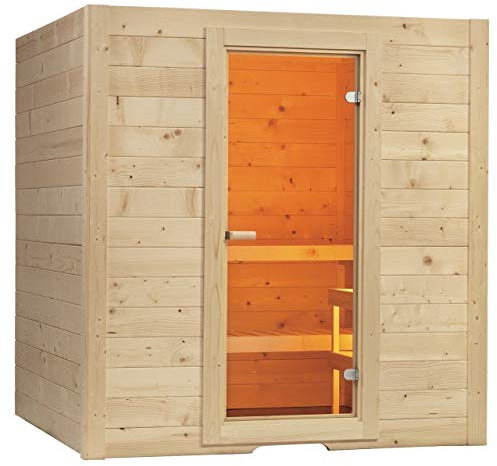 Sentiotec Basic Medium Massivsauna aus Fichte Saunakabine ca. 195x156x204 cm