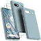 Oududianzi Cover per Google Pixel 7a con 2 pezzi di proteggi schermo in vetro temperato, sottile copertura protettiva in silicone liquido Custodia antiurto per telefono per donne/uomini - Menta