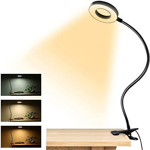 SANON Schreibtischlampe, 5X Lupe Mit Licht, USB-Betrieben Tischlampe, 3 Modi Dimmbar LED Schwanenhals Lampe Und Ständer, Lupenlampe Zum Lesen Von Tattoo-Maniküre