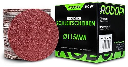RODOPI Klett Schleifscheiben 115mm RedDevil Körnung 40-320 Schleifpapier für Exzenterschleifer ungelocht Zirkonium Korund Schleifpads rund Klettscheibe - 100 Stück Mix