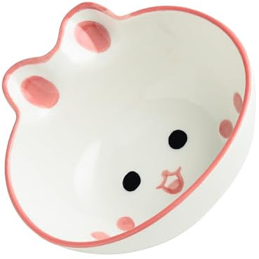 Qcwwy 10oz Safe Ceramic Kids Bowls, Cute Cartoon Animal Pattern Design Unbreakable Bowls Kids Dinner Tableware Cereal Bowls for Serving Soup Noodle Pasta Ice Cream (Bunny)