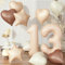 Geburtstagsdeko 13 Jahre für Mädchen, Braun Zahl 13 Luftballon Cremefarbene Kaffee Herz Deko, Nude Creme Beige Aprikose Ballon 13 Neutraler Stern Folienballon für 13. Geburtstag Party Dekoration