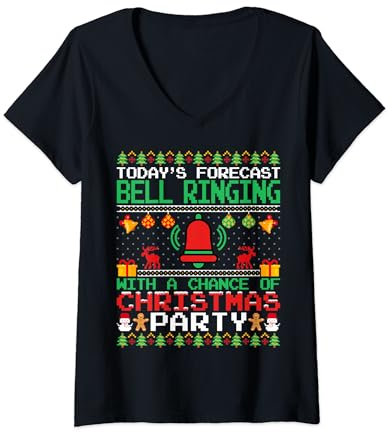 Bell Ringing Christmas Party Bell Ringer Xmas Ugly Style T-Shirt mit V-Ausschnitt