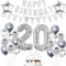 Geburtstagsdeko 20 Jahr Silber,Luftballon 20. Geburtstag Silber,Ballon 20. Geburtstag Silber,20 Party Mädchen Jungen,20 Luftballons Silber, 20 Jahr Ballon 20 Tortendeko