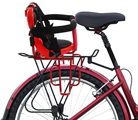 HauTour Fahrrad Kindersitz, Fahrrad Kindersitz Hinten, Kindersitz Mountainbike Fahrrad, Einfache Installation,Und Kindersitze mit Hohen Sicherheitstühlen,für Kinder von 6 Monate -6 Jahre alt (Rot)