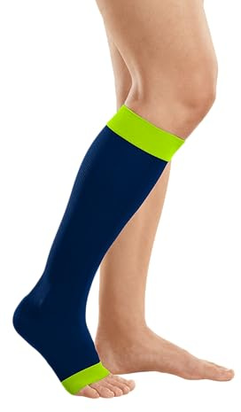medi Rehab one AD Kompressions-Kniestrümpfe - Größe: II - Lime/Blue - Normal - Offene Spitze - Für die posttraumatischen und postoperativen Ödemtherapie