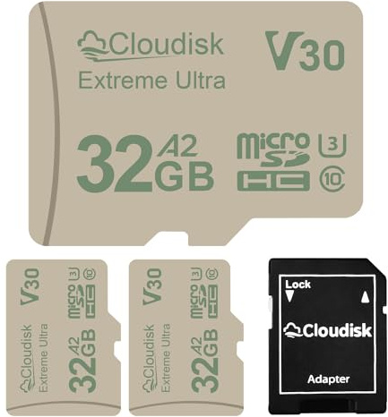 Cloudisk 32GB Micro SD Card Pack von 3 U3 90MB/S V30 Extreme Ultra C10 A2 MicroSDHC UHS-I für Kamera, DVR, Tablet PC und Handy