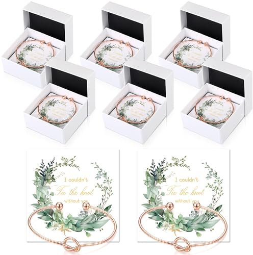 Quelay 8-teiliges Brautjungfer-Geschenk-Set mit 8 Brautjungfern-Armbändern, 8 Eukalyptus-Karten und 8 weißen Geschenkboxen, Schmuckverpackung, Brautjungfernantrag, Geschenk, Brautschmuck, Hochzeit