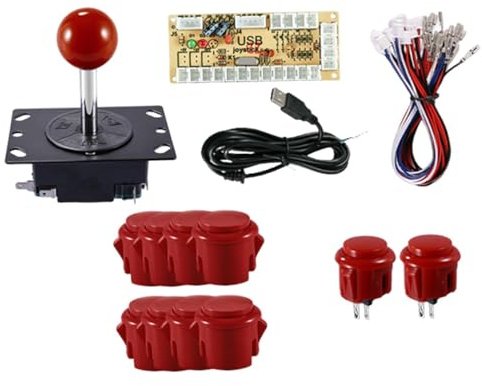 Yunhgft Arcade Joystick Kit USB Player Snap Buttons Knob Controller Material PP Hardware Easy to Assemble Suitable for Projects Do,Red