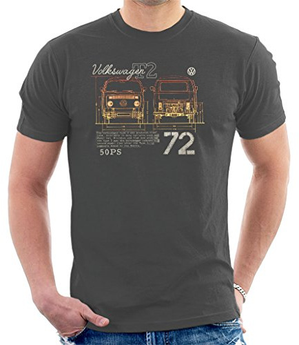 Volkswagen T2 Mini Van 72 Men's T-Shirt Charcoal