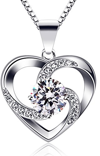 B.Catcher Halskette, aus Sterling-Silber 925, mit Anhänger in Herzform, Wächter der Liebe, Valentinstag, kubischer Zirkonia, elegantes