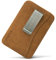 AKIELO Porte Cartes et Pince à Billets RFID Blocage avec Coffret Cadeau – Porte Cartes Compact et Fin – Portefeuille Homme Minimaliste (Charlie - Édition Brun Clair - Pince à Billets)