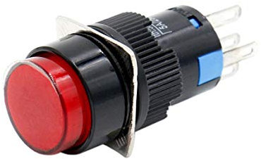 Heschen 16 mm rotonda a scatto pulsante interruttore 1 NO 1 NC rosso 220 V lampada LED 5pz